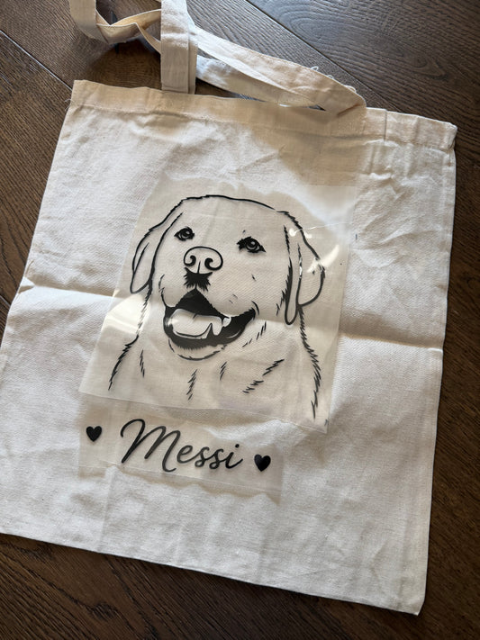 Handlenett med trykk av egen hund (opptil 3 hunder)